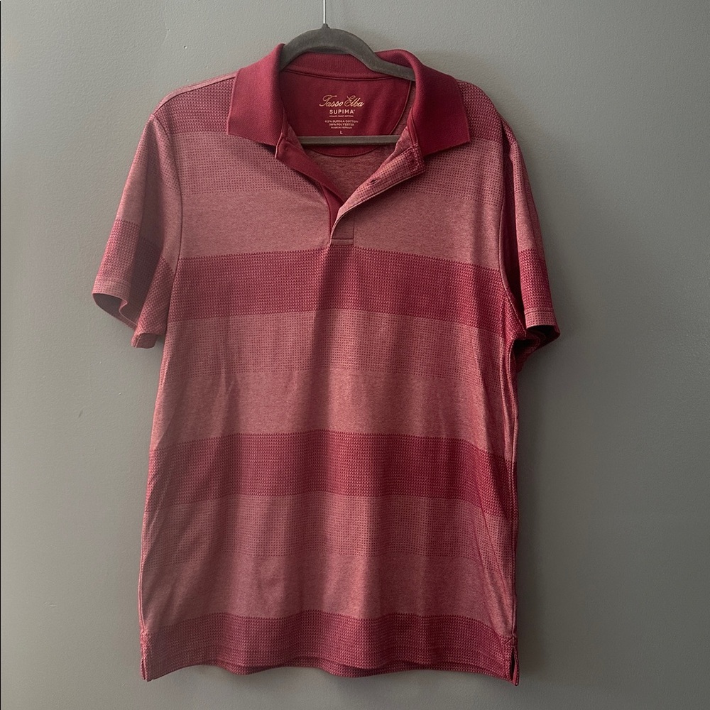 Tasso Elba Supima Cotton Men’s Pullover Polo Shirt Size L Red